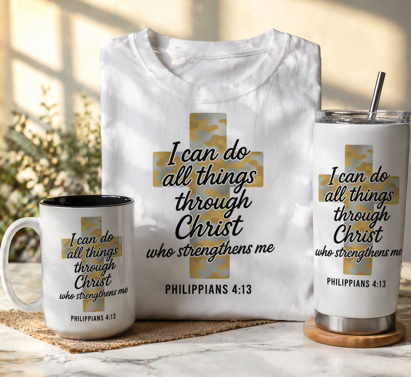 Philippians 4:13 Cross Design – Christian PNG | Sublimation & DTF Ready | Transparent Background
