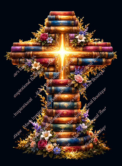 Multi Color Books Cross Wall Art | Christian Book Cross Design