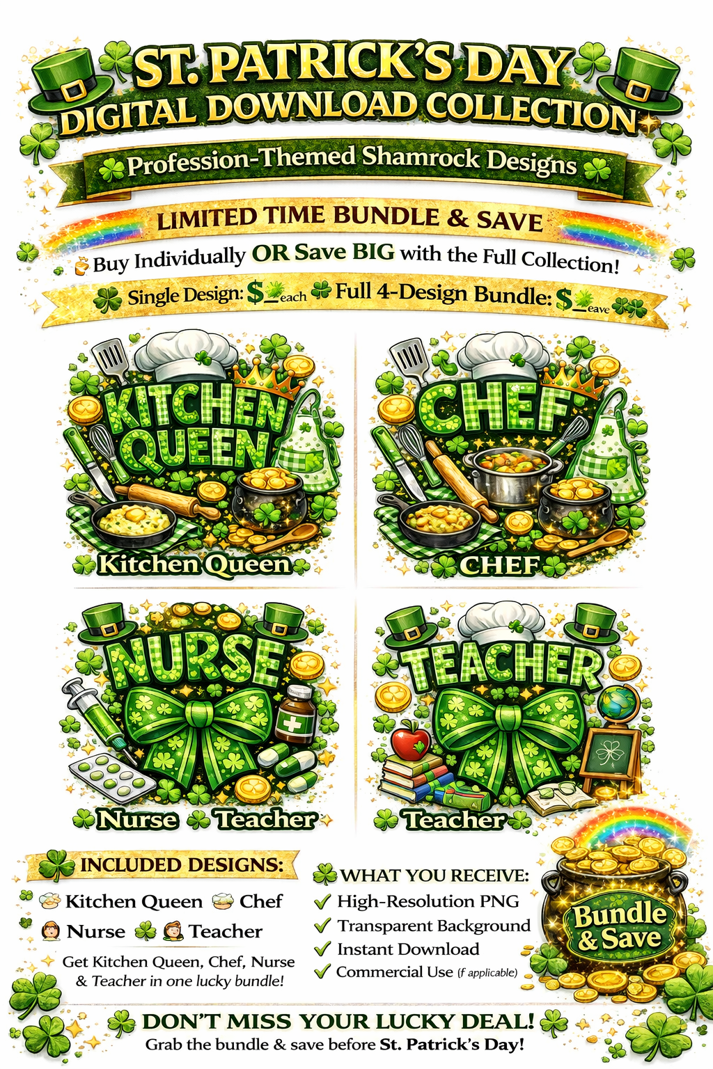 St. Patrick’s Day Bundle Design - 4pc Bundle-