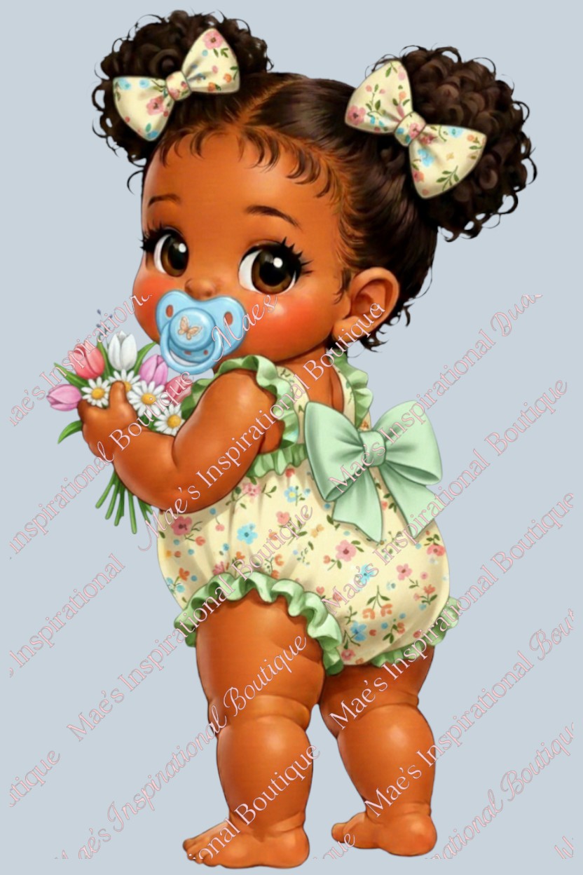 Adorable Floral Garden Baby Girl Clipart – Transparent PNG-6pc
