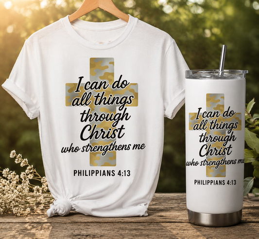 Philippians 4:13 Cross Design – Christian PNG | Sublimation & DTF Ready | Transparent Background