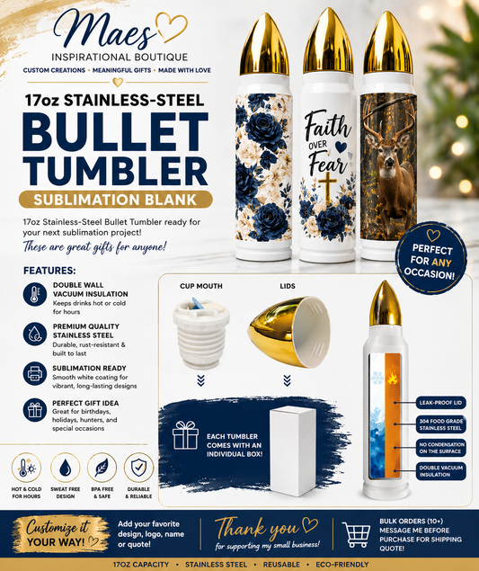 17oz Stainless-Steel Bullet Tumbler - Sublimation