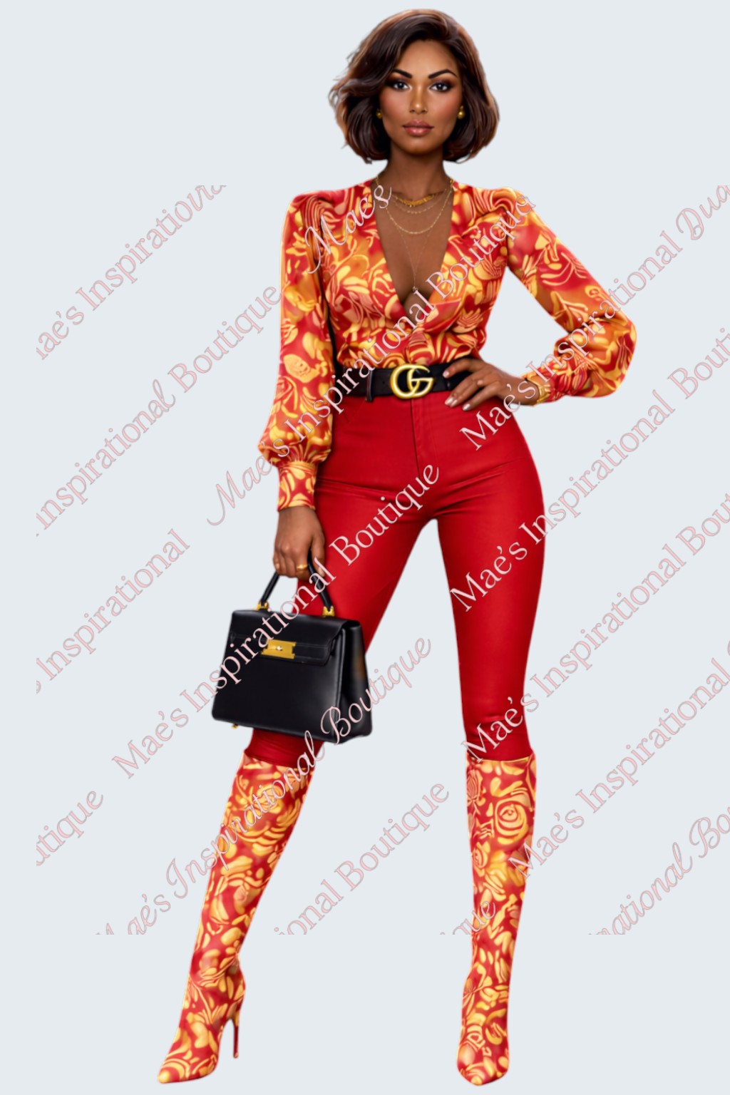 Luxury 4-Piece Digital Fashion Collection | Bold Satin Skirt Glam