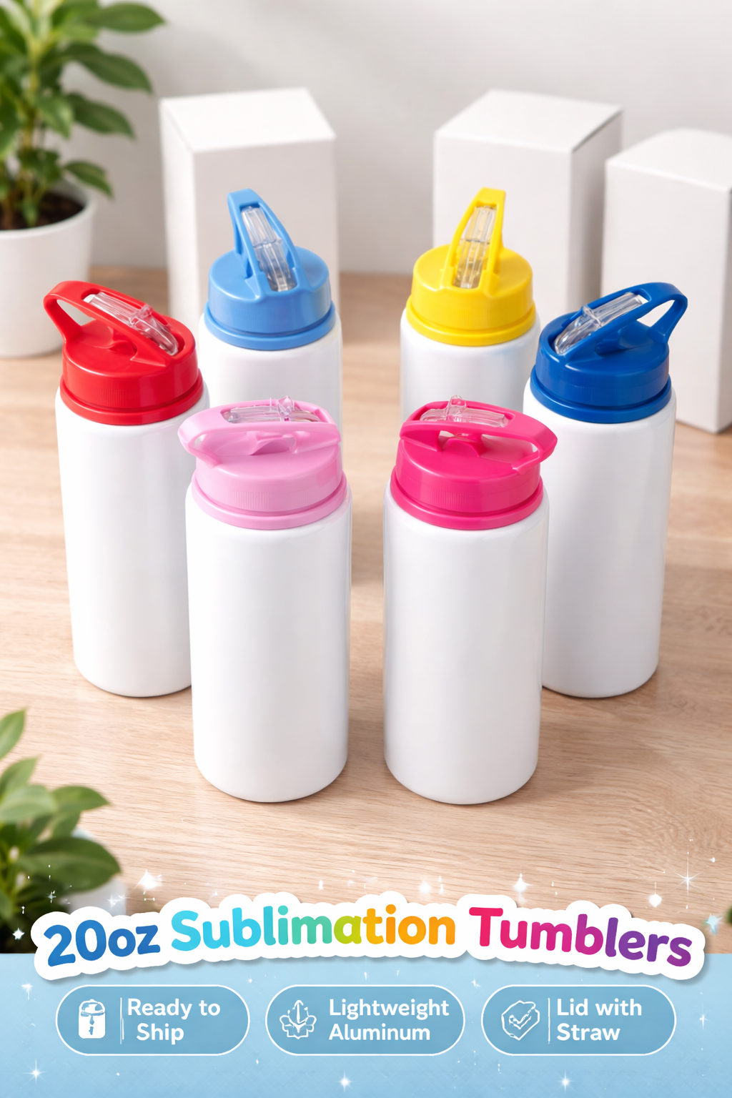20oz Kids Aluminum Sublimation Tumblers – Lightweight Water Bottle with Straw Lid (Ready to Ship.