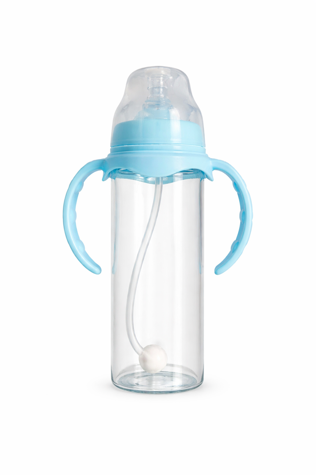 8oz Glass Sublimation Baby Bottle with Handles – Customizable Baby Gift (Pink, Blue, White)