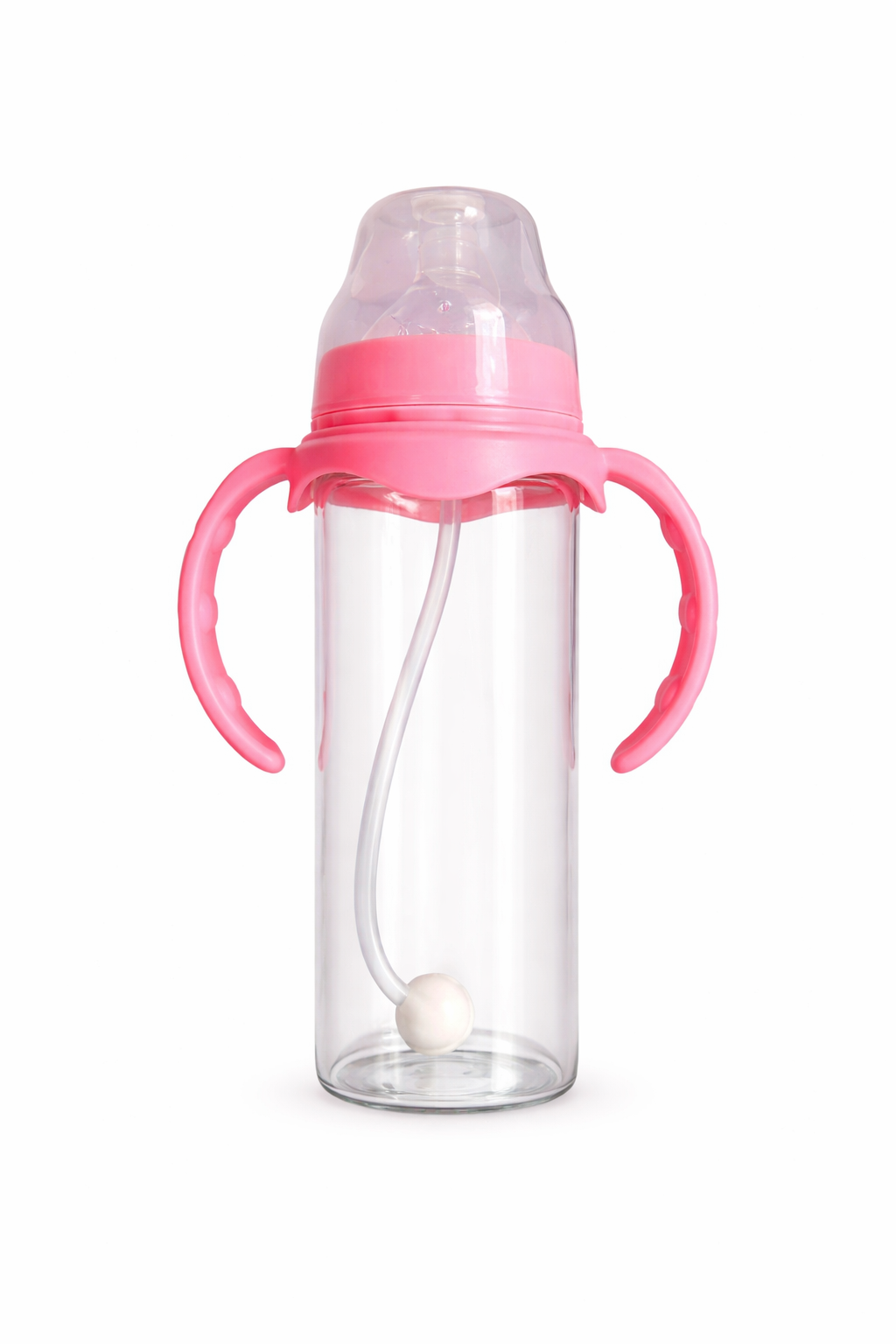 8oz Glass Sublimation Baby Bottle with Handles – Customizable Baby Gift (Pink, Blue, White)