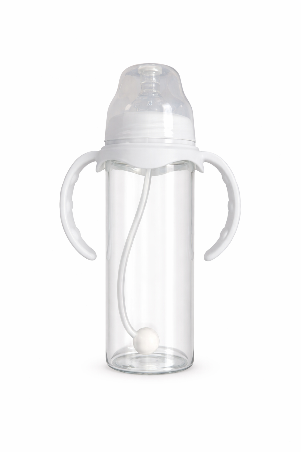 8oz Glass Sublimation Baby Bottle with Handles – Customizable Baby Gift (Pink, Blue, White)