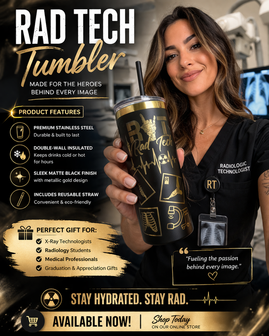🖤💛 RAD TECH TUMBLER – STAY GOLD, STAY HYDRATED 💛🖤