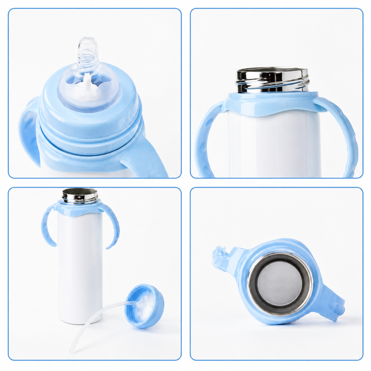 ✨ Stainless Steel Sublimation Ready Baby Bottle – Blue & Pink | 8oz Custom Baby Bottle Blank