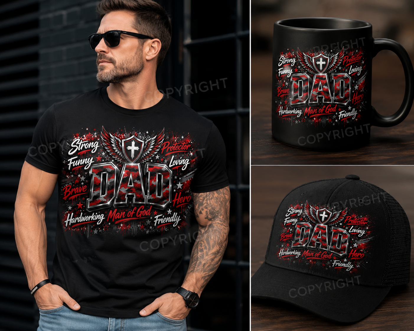 7PC Dad PNG Bundle | Father’s Day Digital Download | Strong Man of God Sublimation Designs | High Quality Transparent PNG Files