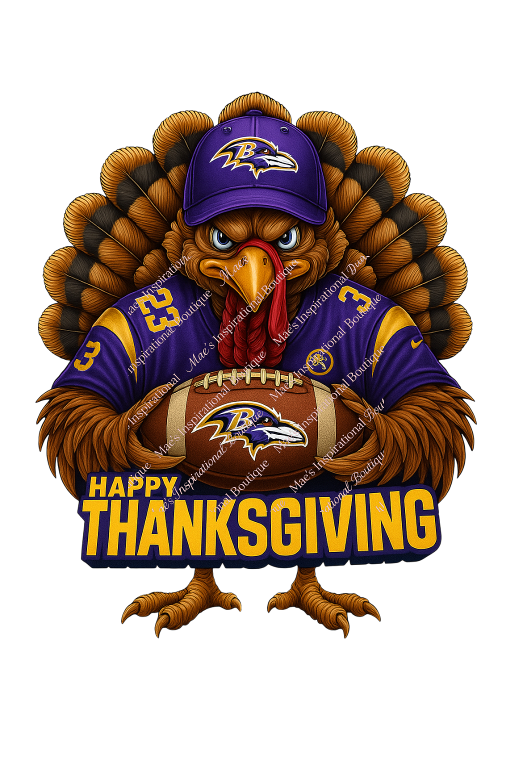 🦃 Football-Sports- Thanksgiving Turkey PNG – HD 300 DPI Transparent Background