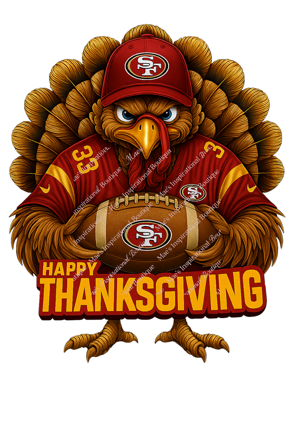 🦃 Football-Sports- Thanksgiving Turkey PNG – HD 300 DPI Transparent Background