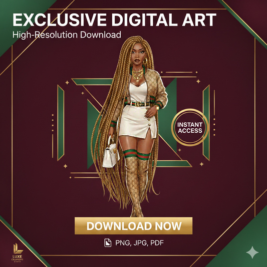 Luxury Designer Fashion Illustration Bundle – Black Girl Magic Clipart – PNG #5