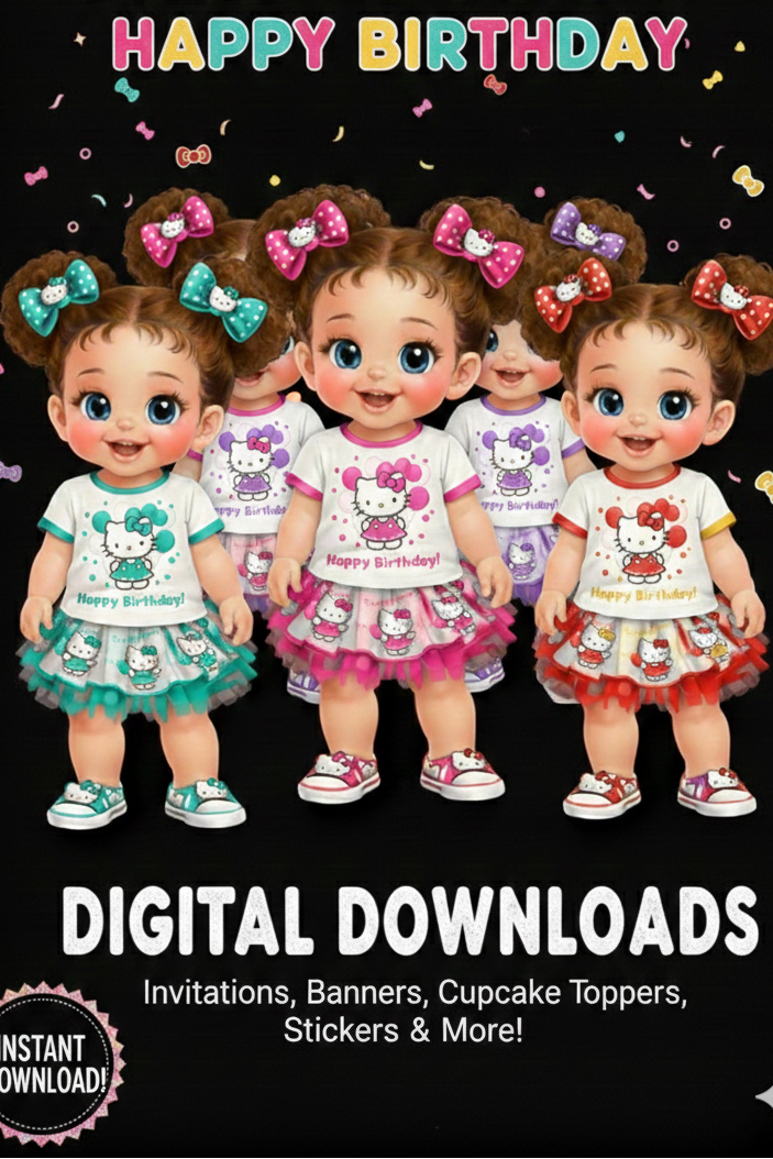 Cute Little Girl Birthday Clip Art-5pc