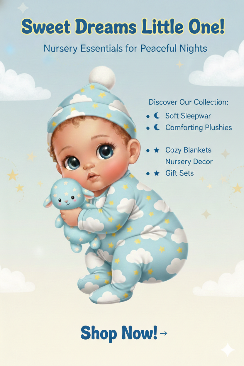 Sweet sleepy baby clipart Blue