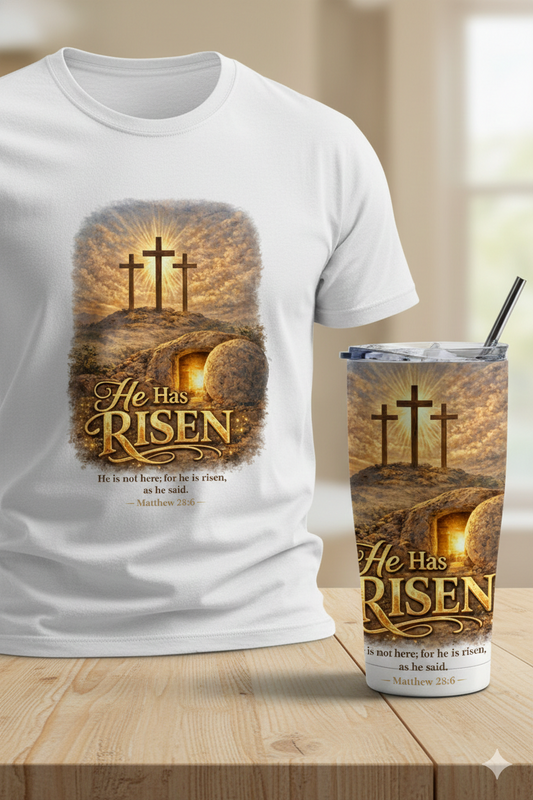 He Has Risen – Matthew 28:6 | Christian Sublimation PNG