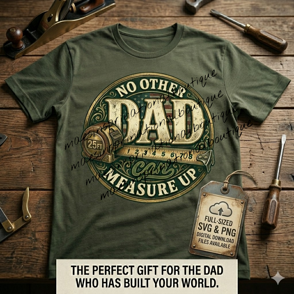 No Other Dad Can Measure Up PNG | Father’s Day SVG PNG Digital Download | Vintage Tape Measure Dad Design | DIY Shirt Mug Sign Printable | Unique Designs (Copy)
