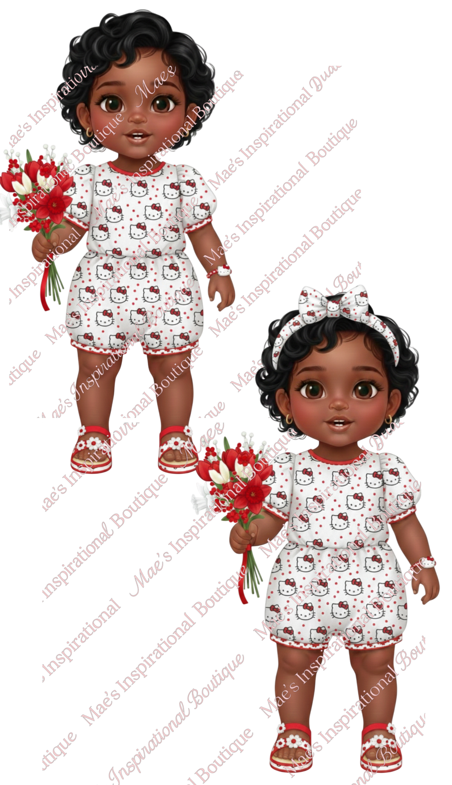 Trendy Toddler Besties Digital Clipart – 2pc Luxury Fashion Illustration –Digital Download