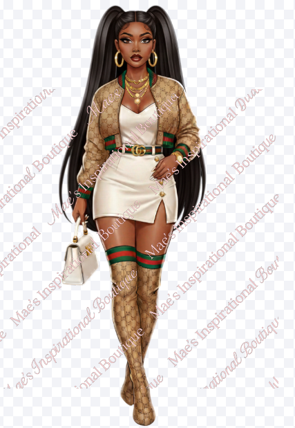 Luxury Designer Fashion Illustration Bundle – Black Girl Magic Clipart – PNG #4