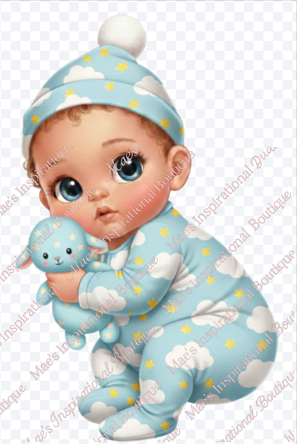 Sweet sleepy baby clipart Blue
