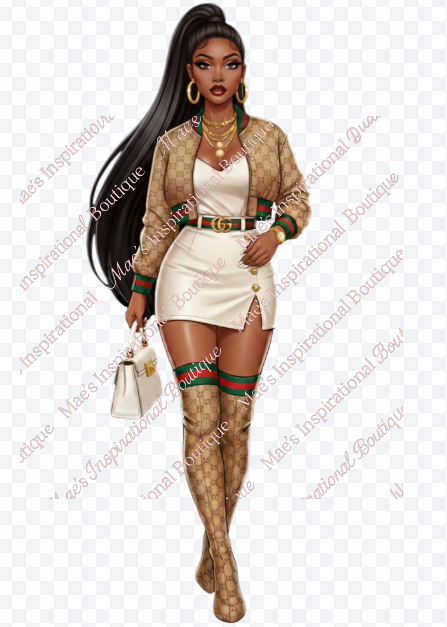 Luxury Designer Fashion Illustration Bundle – Black Girl Magic Clipart – PNG #1