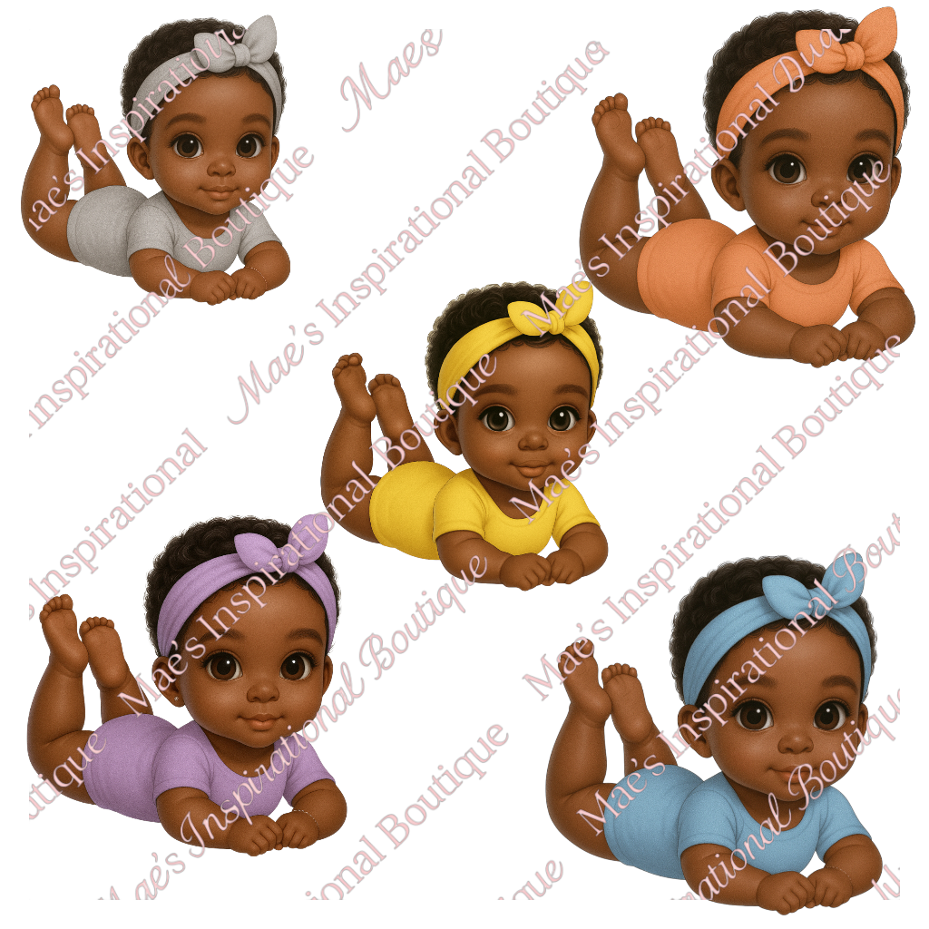 Cute Princess Baby Girl Clipart PNG – Crawling Baby with Tiara, Brown Skin, Purple Outfit, Transparent Background