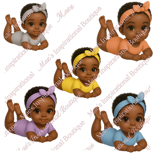 Cute Princess Baby Girl Clipart PNG – Crawling Baby with Tiara, Brown Skin, Purple Outfit, Transparent Background