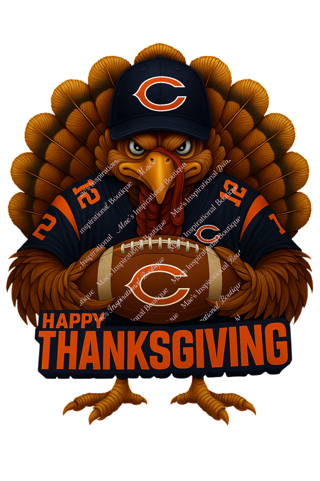 🦃 Football-Sports- Thanksgiving Turkey PNG – HD 300 DPI Transparent Background