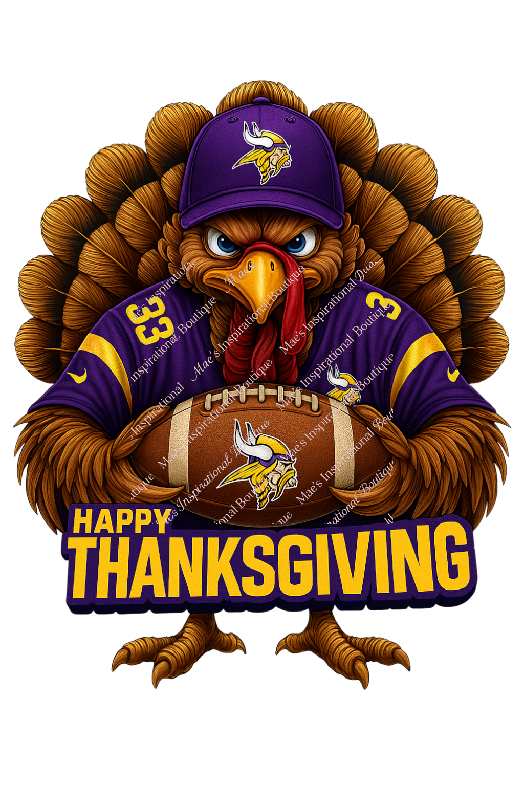 🦃 Football-Sports- Thanksgiving Turkey PNG – HD 300 DPI Transparent Background
