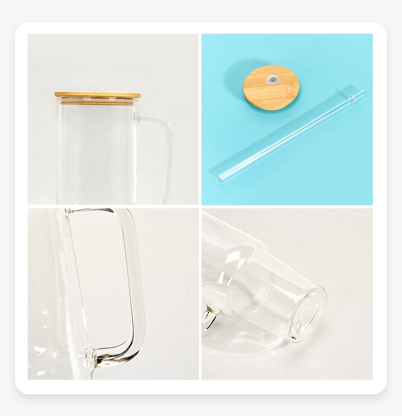 Sublimation Glass Frosted\Clear Tumbler with Handle. Bambo Lid Included-32oz\40oz.